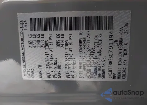 2025 Nissan Rogue Rock Creek z USA, uszkodzony, nr VIN 5N1BT3BB3SC791394